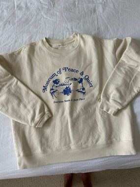 Cream Museum of Peace & Quiet Graphic Crewneck Sweatshirt